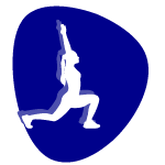 Symbol einer Person in Ausfallschrittstellung mit einem über den Kopf gehobenen Arm.