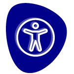Blaues Icon mit Figur im Kreis für Inklusion