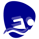 Symbol einer schwimmenden Person, repräsentiert Schwimmen