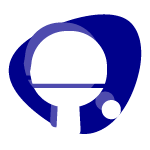 Symbol eines Tischtennisschlägers mit Ball, repräsentiert Tischtennis
